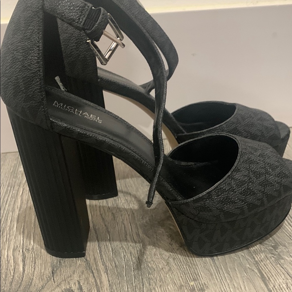 Michael Kors Black Platform Sandals with Chunky Heel